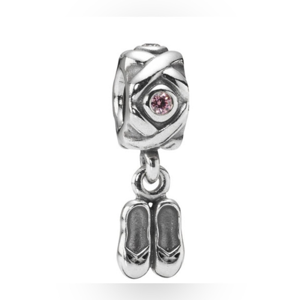 Authentic Pandora Retired Ballet Dancer Shoes Pink CZ 925 Ale Charm